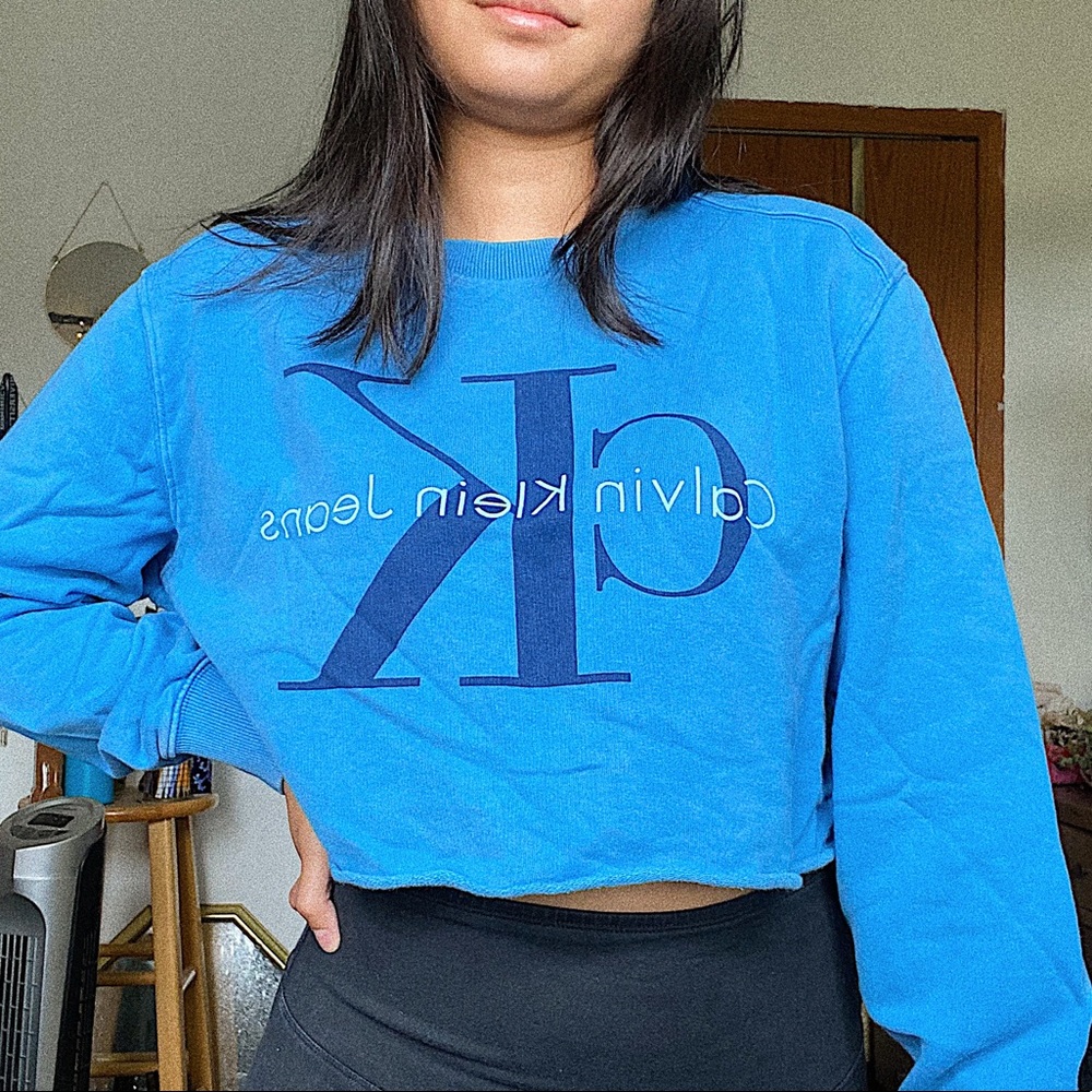 Blue Cropped Calvin Klein Sweater